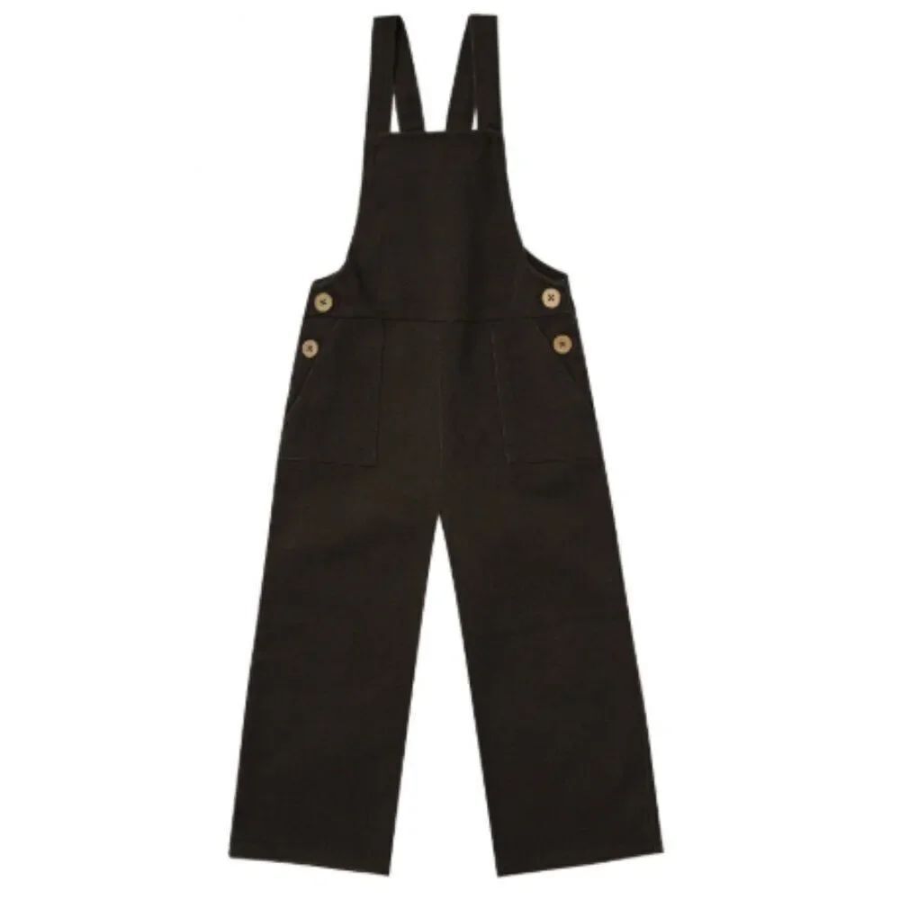 NWT Rylee + Cru Girls Vintage Black Wide Leg Overall Jumpsuit Size 12-14Y